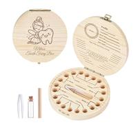 QSZ Personalized Tooth Fairy Box Customizable Engraving Name Icon Custom Wooden Teeth Fairy Keepsake Boxes for Boys Girls Gift