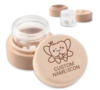 QSZ Personalized Tooth Fairy Box Customizable Engraving Name Icon Custom Wooden Teeth Fairy Keepsake Boxes with Transparent Acrylic Tooth Holder Gift for Boys Girls (tooth fairy box)