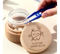 QSZ Personalized Tooth Fairy Box Customizable Engraving Name Icon Custom Wooden Teeth Fairy Keepsake Boxes with Transparent Acrylic Tooth Holder Gift for Boys Girls (tooth box)