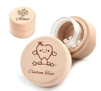 QSZ Personalized Wooden Tooth Keepsake Box with Name Text Custom Umbilical Cord Keepsake Box for Boys Girls Tooth Fairy Tooth Holder Gift for Full Moon Birthday (Tooth Fairy Kit - 1)