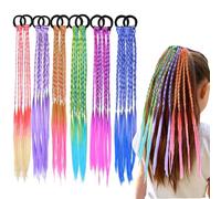 QSZHSL 12 Pieces Coloured Hair Extensions for Kids, Kids Hair Extensions, Rainbow Extensions for Braiding, Hair Accessories for Girls, Hair Braids Extensions for Party and Performance (12 Pieces)
