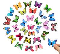 QSZHSL 30 Pack Butterflies Decoration with Safety Pins, Colourful PVC Butterfly Safety Pins, Butterflys Clips Artificial Colourful Butterfly for Decoration Curtains, Dining Table, Office