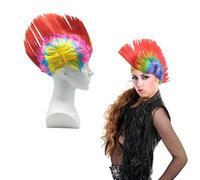QSZHSL 80s Street Punk Wig, Multi Coloured Mohican Wig, Heavy Metal Disco Hair, Rock Star Hard Rocker WIG, 1980s Dress Up, Rocker Fancy Dress Accessories Halloween Fancy Costume (Multicolor)