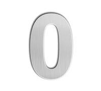 QT Modern House Number - SMALL 4 Inch - Brushed Stainless Steel (Number 0 Zero), Floating Appearance, Easy to install and made of solid 304