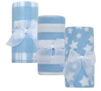 QT Newborn Baby Boys and Girls Fleece Comforter 3-Pack Multi-Purpose Blankets75cm x 75cm3-pack Blue