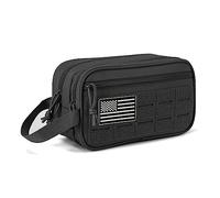 QT&QY Tactical Toiletry Bag for Men Hygiene Bag EDC Military Tool Molle Pouches Small Dopp Kit Mens Shaving Kit Travel Shower Bags with US Patch