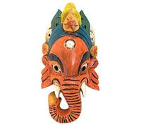 QT S Ganesh Antique Hand Crafted Wooden Wall Hanging Mask of Hindu God of LuckSuccess Ganesha shape of Elephant Head for Decorative Wall Hanging, Son of Lord Shiva Wooden Mask Handmade in Nepal