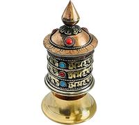 QT S Tibetan Hand Carved Table Top Prayer Wheel - Premium Spiritual/Relaxation/Meditation/Yoga Accessories Gift Set - Home & Zen Decor - Om Mani Padme Hum Mantra Made in Buddha born Country, Nepal