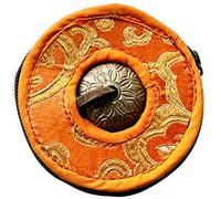 QT S Tibetan Handmade Yoga Meditation Om Tingsha Bell Chimes Cymbal Set, with Handmade Unique Bag (2.75 Inches Buddhist Tingsha, Om Mani Padme Hum Mantra) Made in Buddha Born Country Nepal (Yellow)