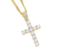 QTANZIQI 1 Row AAA CZ Stone Cubic Cross Pendants Necklaces Color Men Hip Hop Bling Ice Out Rapper Jewelry