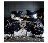 QTANZIQI 1000TC Cotton Queen King Size Bedding Set Luxury Embroidery Bed Set Duvet Cover Fitted Sheet Bed Sheet linge de lit,Bed,B,FLAT BED SHEET_QUEEN 4PCS