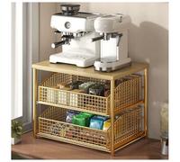 QTANZIQI 3-Tier Coffee Machine Storage Rack & Spice Drawer, Desktop Pull-Out Shelves, Under Sink Bathroom & Kitchen Storage Holder, Office Floor