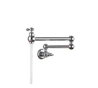 QTANZIQI 360° Rotatable Black Kitchen Faucet Collapsible WallMounted Brass Single Cold Mixer Chrome & Brushed Double Open Sink Tap,Chrome