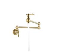 QTANZIQI 360° Rotatable Black Kitchen Faucet Collapsible WallMounted Brass Single Cold Mixer Chrome & Brushed Double Open Sink Tap,Gold