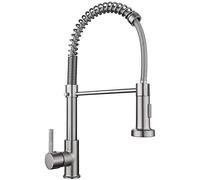 QTANZIQI 360° Rotatable Kitchen Faucet with Pull-Down Sprayer, Multifunctional Cold & Hot, Single Handle Tap for Sink, Brushed Finish - s ES De Cocina