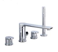QTANZIQI 360° Rotating Basin Mixer Tap Faucet SetFloor StanBathtub Spout with Shower Mixing ValveModern Chrome Finish for Stylish Bathroom Upgrade