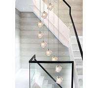 QTANZIQI 40x200cm Minimalist Staircase Long Chandelier Villa glass Ice lampshape Creative Spiral for High Ceiling Pendant Light Living Room Duplex Building Hollow