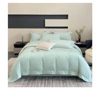 QTANZIQI 4Pcs Luxury Soft 1000TC Cotton Grey Hotel Duvet Cover Stripe Embroidery Comforter Cover Set 1Bed Sheet 2 Pillowcases,Bedding,Green,FLAT BED SHEET_KING 4