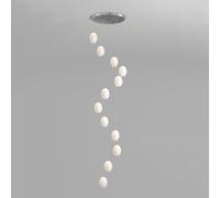 QTANZIQI 6 Lights Foyer Chandeliers Entryway High Ceiling Floral White Flower Pendant Light Cluster Long Linear Hanging Chrome Nordic Chandelier for Staircase Stairwell Living Room