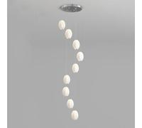 QTANZIQI 6 Lights Foyer Chandeliers Entryway High Ceiling Floral White Flower Pendant Light Cluster Long Linear Hanging Chrome Nordic Chandelier for Staircase Stairwell Living Room