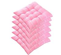 QTANZIQI 6-Pack Outdoor Seat Cushions with Ties High Back Chair Pads Filled Checkered Cushions for Rattan Chairs Comfortable Patio Seat Covers Garden Chair Cushions