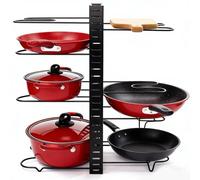 QTANZIQI 8-Tier Pot - Space-Saving Kitchen Storage Rack for Pots Pans Plates and Trays Ideal Pantry Cupboard Dish Drying Solutions