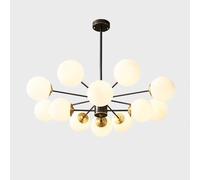 QTANZIQI All-Copper Nordic Molecular Lamp Magic Bean Chandelier, and Restaurant Minimalist Copper Ceiling Light, Stylish Pendant Light,Black,8+4 heads