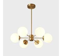 QTANZIQI All-Copper Nordic Molecular Lamp Magic Bean Chandelier, and Restaurant Minimalist Copper Ceiling Light, Stylish Pendant Light,Gold,6 heads