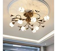 QTANZIQI American PendantLamp French Pastoral Creativity Flower Living Room Dining Bedroom Villa Model Home Decoration LED Chandelier (A 8 Lights)
