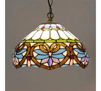 QTANZIQI American Retro Color Glass Pendant Lamp LED Luxury Creativity Living Room Restaurant Bedroom Hotel Villa Corridor Cafe Bar Chandelier (Style 8 D30CM)