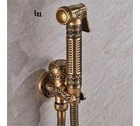 QTANZIQI Antique Brass Bathroom Bidet Faucet Set with Brass and 1.5M Plumbing Hose Anal Cleaning Ass Shower Bidet