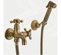 QTANZIQI Antique Brass Bidet Toilet Seat Sprayer Hygienic Shower Set Portable Bidet Faucet with Brass Shower Holder 1.5M Hose Toilet