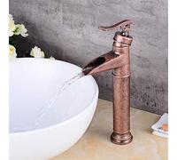 QTANZIQI Basin Hot and Cold Faucet Elevated Platform Bathroom Basin Faucet Single Handle Wide Mouth Waterfall Mixer Taps