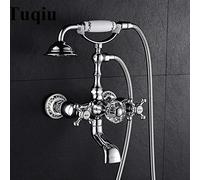 QTANZIQI Bathtub Faucet Brass Chrome Wall Mounted Rain Shower Faucet Hand Held 2 Handle Luxury Bathroom Crane Tap Set Hot and Cold Water Mixer Tap,B