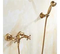 QTANZIQI Bathtub Faucets Wall Mounted Antique Brass Bathtub Faucet with Ceramic Handle Shower Bathroom Bath Shower Faucets Tap Torneiras Dual Control,Antique Brass A