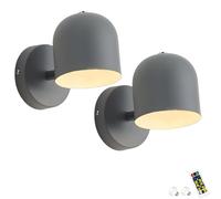 QTANZIQI BatteryOperated Wall SconcesDimmable LED Wall Lamps with Remote Control Cordless Minimalist for Bedroom & Room Set of 2 Black & White Decor.