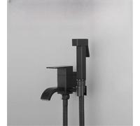 QTANZIQI Bidet Faucet Douche Kit Toilet Hand Held Bidet Sprayer Matte Black Muslim Shower Bidet Square Dual Outlet Mop Pool Faucet Tap,A Set