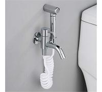 QTANZIQI Bidet Faucets Wall Brass Black Cold Water Toilet Corner Valve Handheld Hygienic Shower Head Anal Cleaning Ass BidetChrome