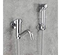 QTANZIQI Bidet Faucets Wall Brass Chrome Cold Water Toilet Corner Valve Handheld Hygienic Shower Head Anal Cleaning Ass BidetChrome Set 2