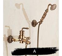 QTANZIQI Bidets Faucets Antique Brass Floral Pattern Single Cold Bathroom Wall Handheld Hygienic Spray Wash Toilet Faucets Muslim Toilet Antique Brass A