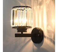 QTANZIQI Black Crystal Wall Sconce, Candle Style Wall Mount Light, Vintage Gold Crystal Wall Lamp, Vanity Lighting Fixture, Bedside, Bedroom, Living Room, Stairs, Dining Room(Dark)