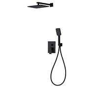QTANZIQI Black Shower Faucet Set Clete System with 3Function Handheld Rain Shower HeaModern Bathroom Fixture for Luxurious Spa Experience Easy Installation