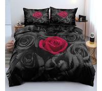 QTANZIQI Black Vintage Flower Comforter Comforter Set - Twin Floral Duvet Cover Sets with Elegant Garden Pattern - Stylish Bedding Comforter Floral Decor