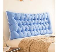 QTANZIQI Blue Upholstered Wall Mounted Headboard with Large Bolster for Dorm Bed Positioning Support Reading Pillow Cushion Queen Size (130 * 50cm)