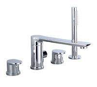 QTANZIQI Bronze Bathroom Faucet SetStylish Bathtub & Shower System with Cylinder DeckMount Installation RounMirror Hot & ColWater Control