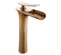 QTANZIQI Bronze Waterfall Counter Top Basin Mixer Tap for Bathroom Sink Tall Monobloc Faucet