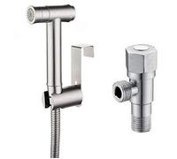 QTANZIQI Brushed Stainless Steel Toilet Handheld Diaper Two Function Sprayer Shower Bidet Spray Douche Kit Jet Hose Holder ToiletB