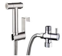 QTANZIQI Brushed Stainless Steel Toilet Handheld Diaper Two Function Sprayer Shower Bidet Spray Douche Kit Jet Hose Holder ToiletD