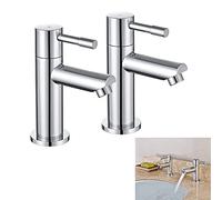 QTANZIQI Ceramic Disc Faucets for Bathroom Sink - Hot & Cold Round Twin Taps with Stylish Water Fixtures