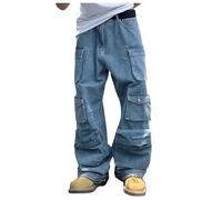 QTANZIQI Cheap Stuff Jeans for Men Elastic Waist Denim Jean with Adjustable Drawsting Cargo Jeans Classic Basic Black Mens Regular Fit Mens Grey Men's Slim Men's